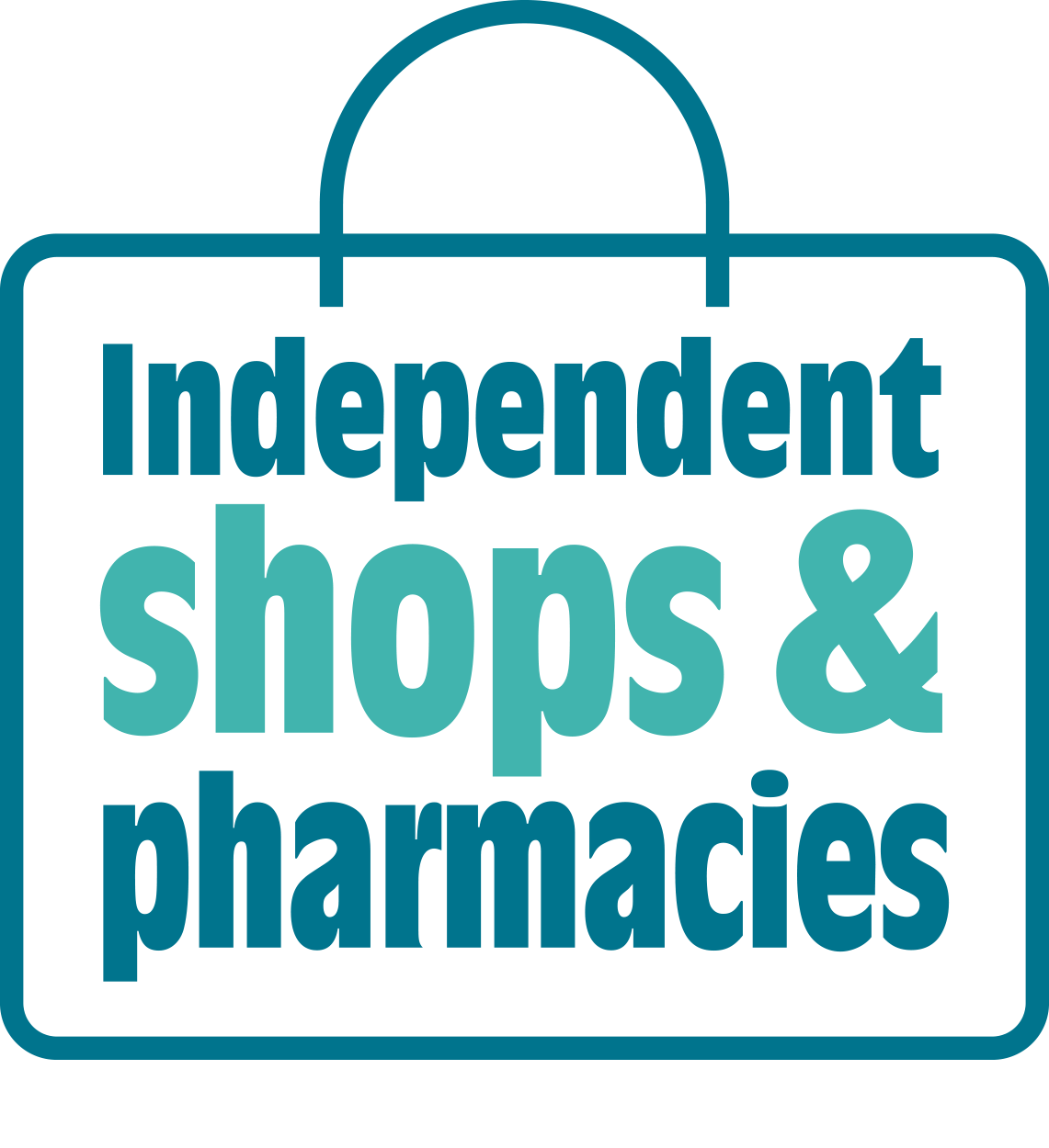Image of shopping bag with 'independent shops & pharmacies' written inside