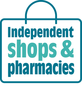 Image of shopping bag with 'independent shops & pharmacies' written inside